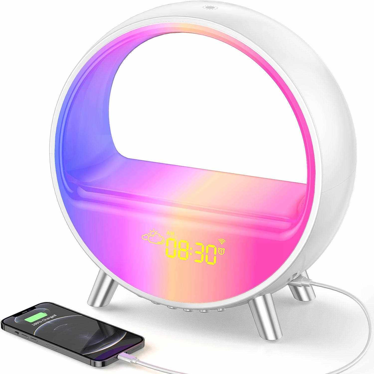 Smart LED Sunrise Wake-Up Light with Bluetooth Speaker & Wireless Charging - BsBuy