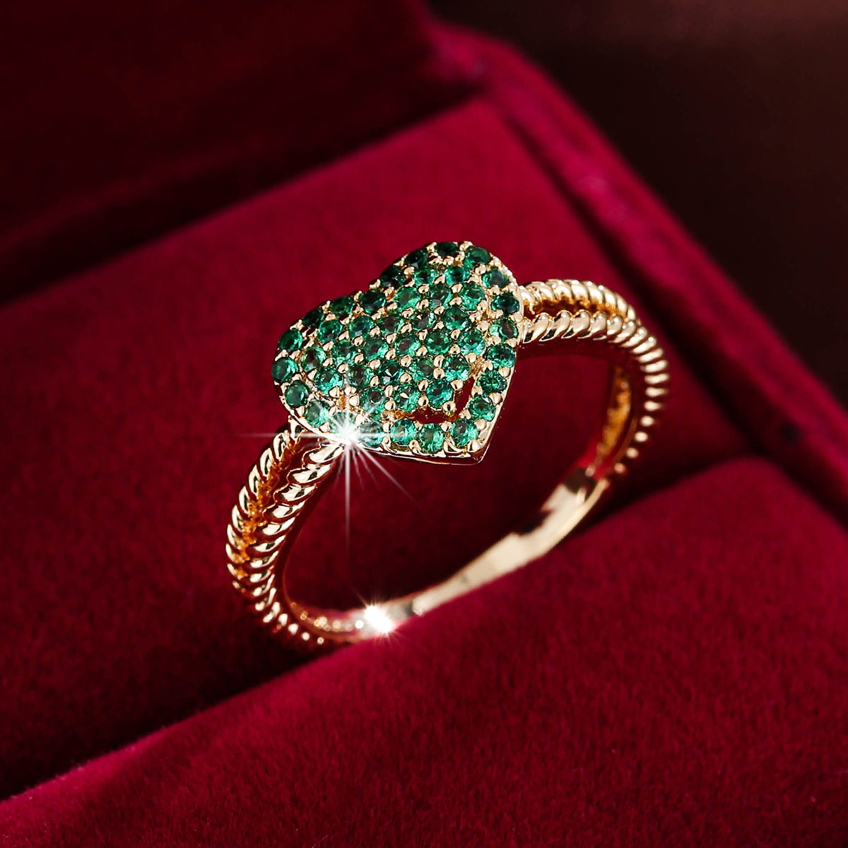 Heart-Shaped Zircon Ring | Gold, Silver & Gunmetal | 12 Colours | Sizes 6–9 - BsBuy
