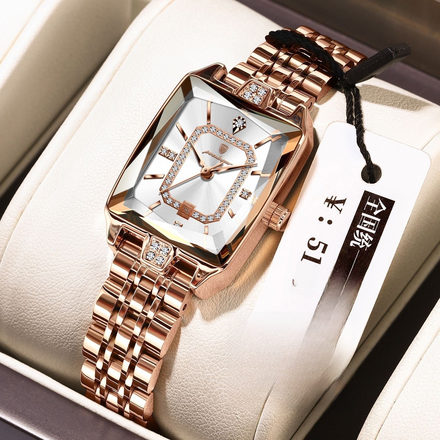 Swiss Brand Square Women's Watch Waterproof Mechanical