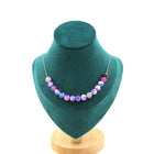 Fuchsia and blue dragon vein Agate 15 bead necklace 8 mm - BsBuy
