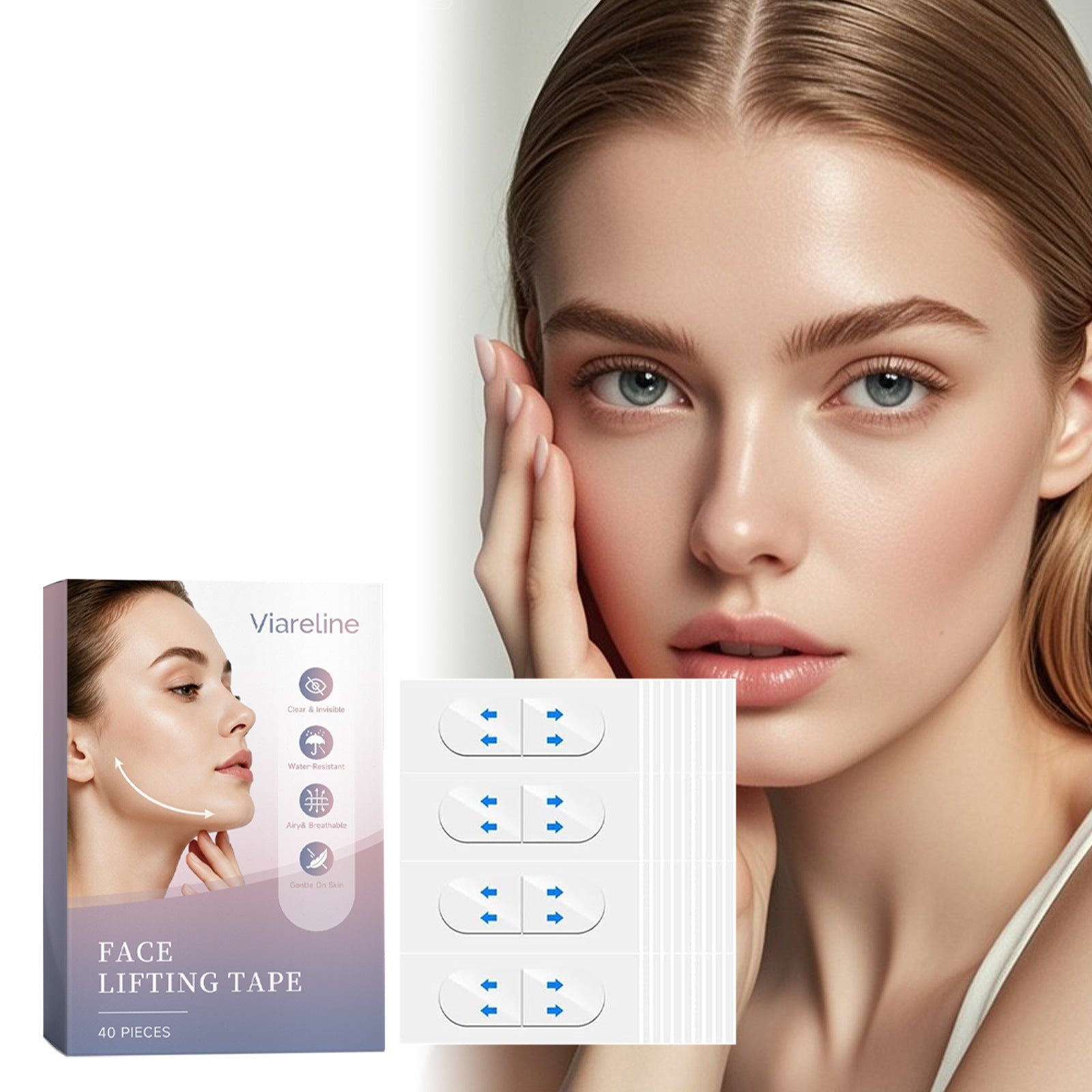 Viareline Invisible Facial Contour Patches | Instant Lift & Define | 40 Patches - BsBuy