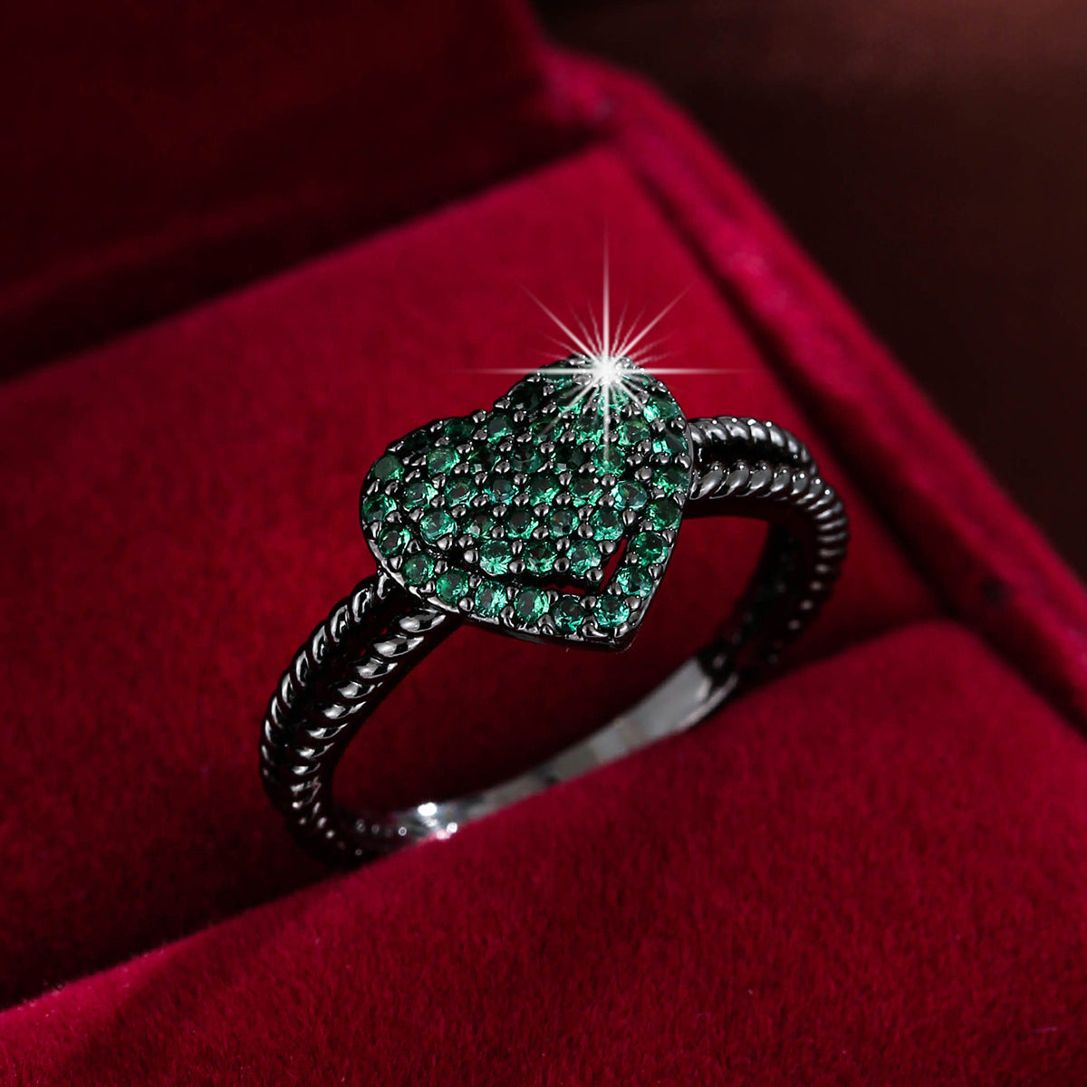 Heart-Shaped Zircon Ring | Gold, Silver & Gunmetal | 12 Colours | Sizes 6–9 - BsBuy