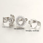Silver-Plated Floral Adjustable Ring – Crystal Flower Statement Ring - BsBuy