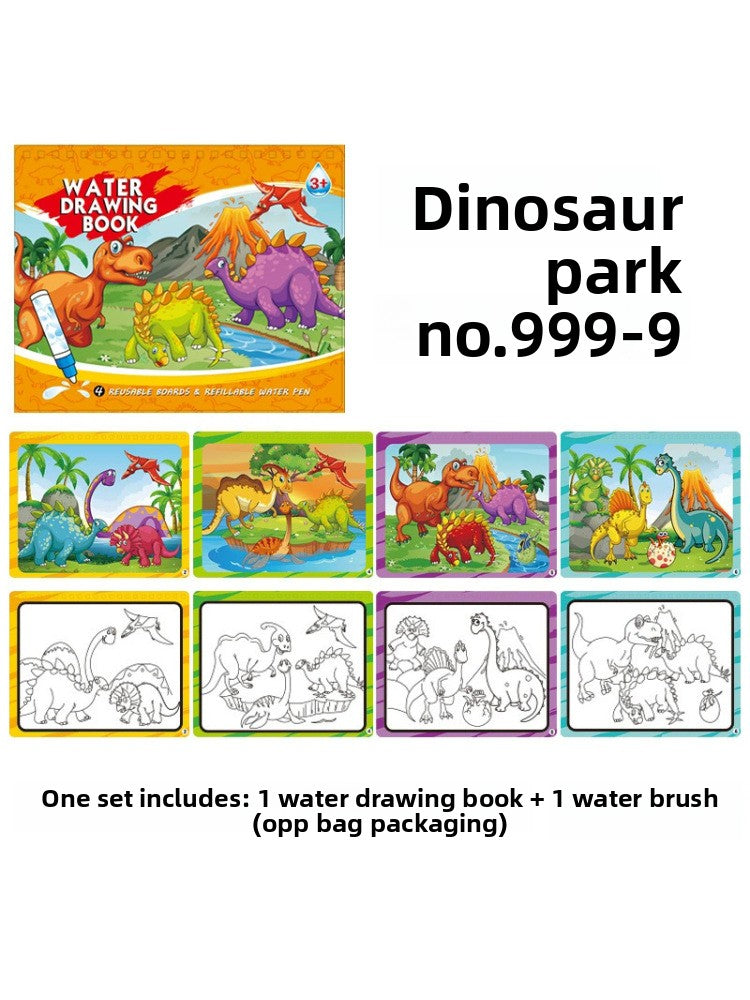 Children's Reusable Water Colouring Book | Dinosaur Park & Animal World | Ages 4–6 - BsBuy