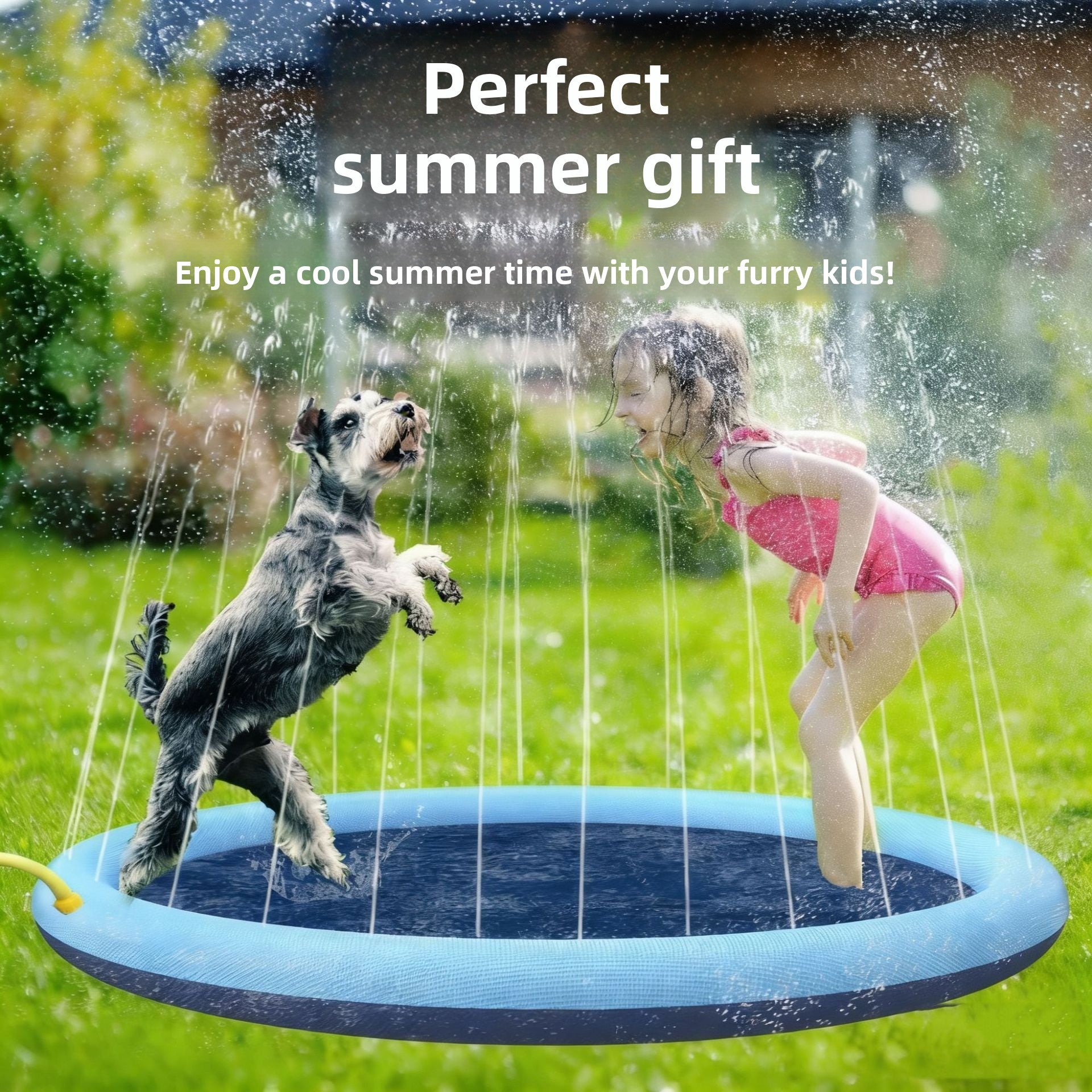 Round PVC Pet Water Spray Mat – Cooling Splash Pad for Dogs & Cats - BsBuy