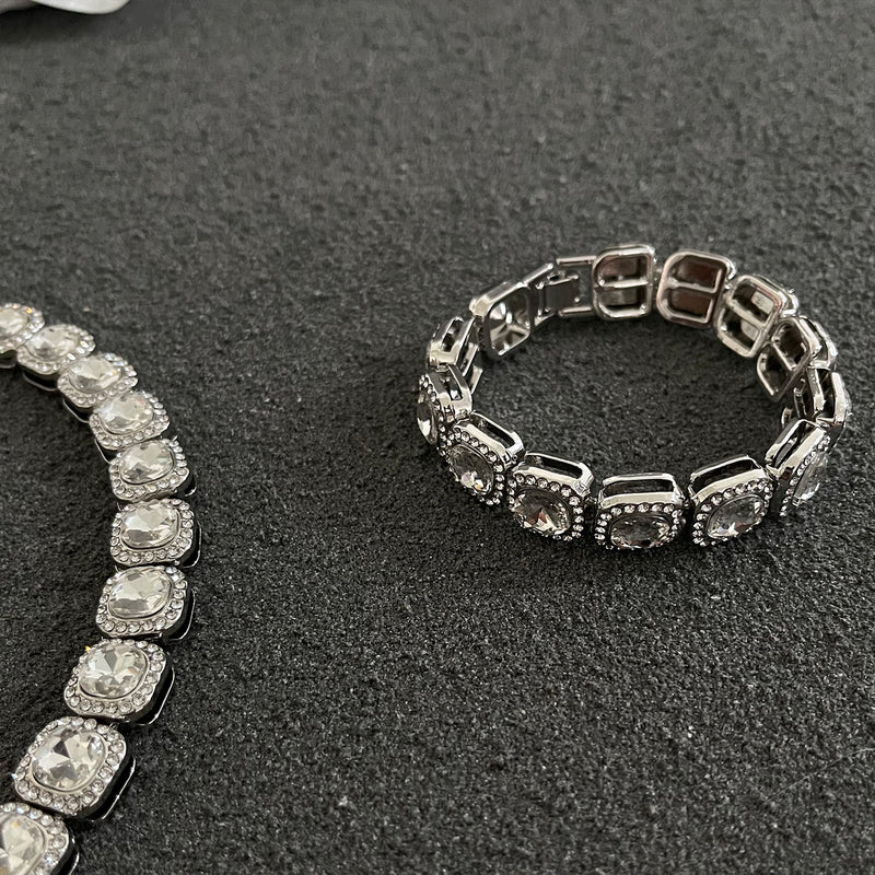 Hip-Hop Street Rap Ice Sugar Full Diamond-Encrusted Bracelet Trendy Brand Personalized Internet Celebrity Unisex Bracelet Jewelry