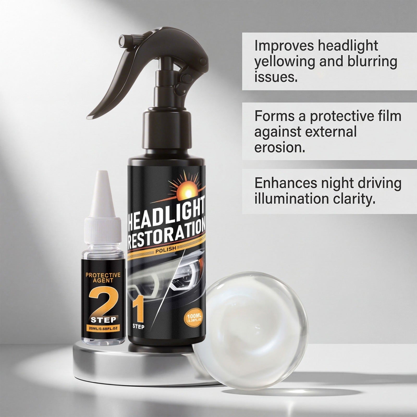 Car Headlight Restoration Kit, Cleaning & Protection for Headlight Clarity - BsBuy