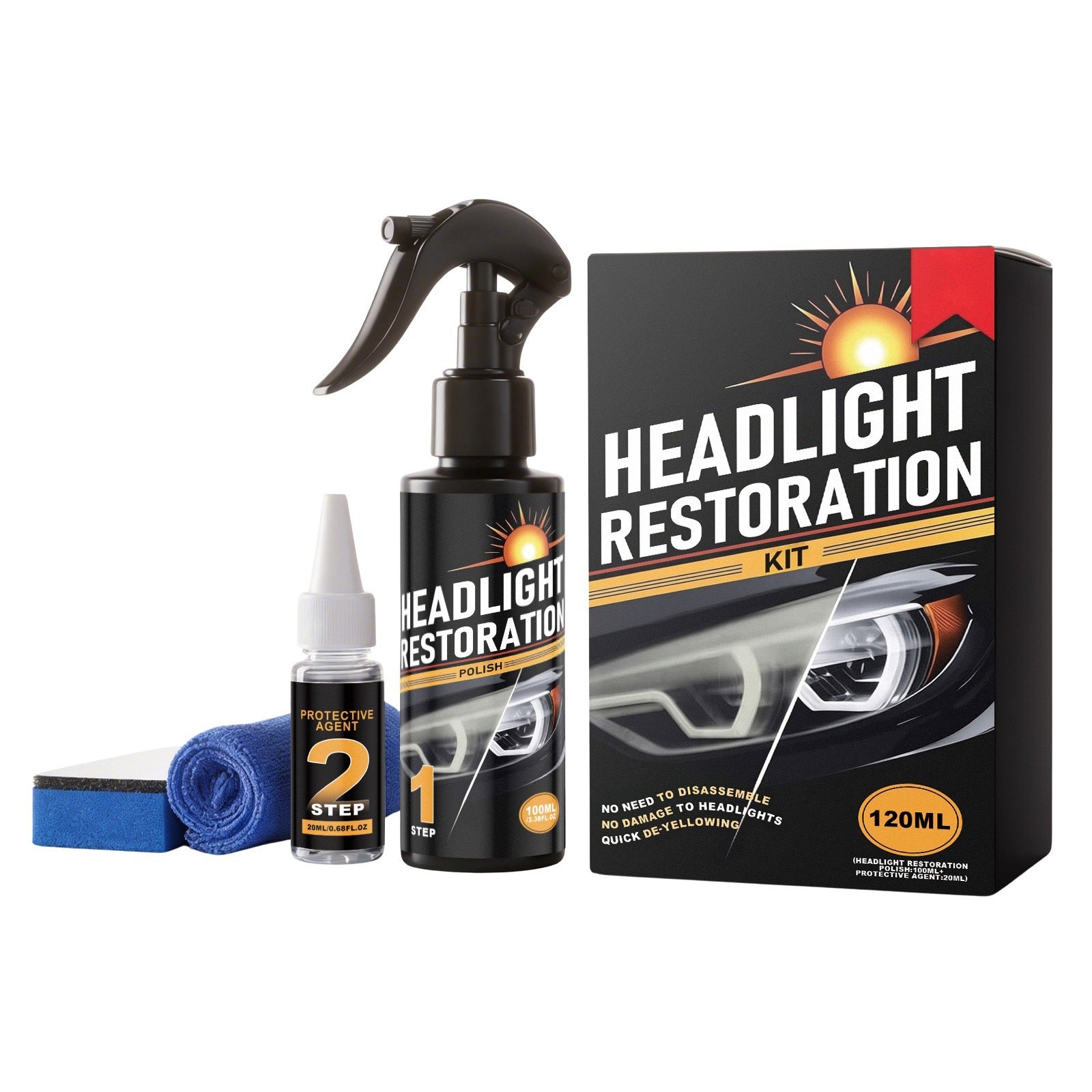 Car Headlight Restoration Kit, Cleaning & Protection for Headlight Clarity - BsBuy