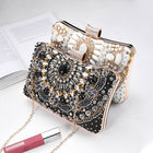 Cross-Mirror New Bead Embroidered Evening Bag, Hand-Beaded Women's Hand-Held Wedding Bag, Diamond-Encrusted Banquet Rhinestone Evening Bag - BsBuy