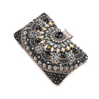 Cross-Mirror New Bead Embroidered Evening Bag, Hand-Beaded Women's Hand-Held Wedding Bag, Diamond-Encrusted Banquet Rhinestone Evening Bag - BsBuy