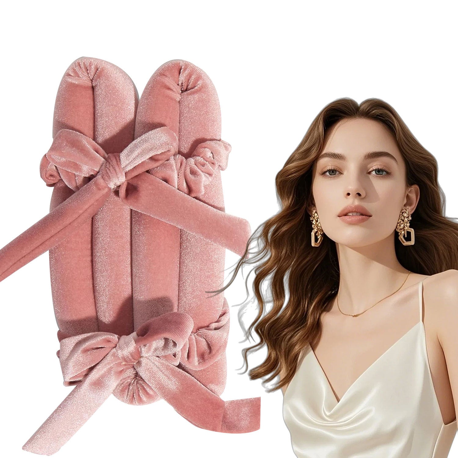 Velvet Heatless Curling Rod – Overnight Hair Curler with Bowknot - BsBuy