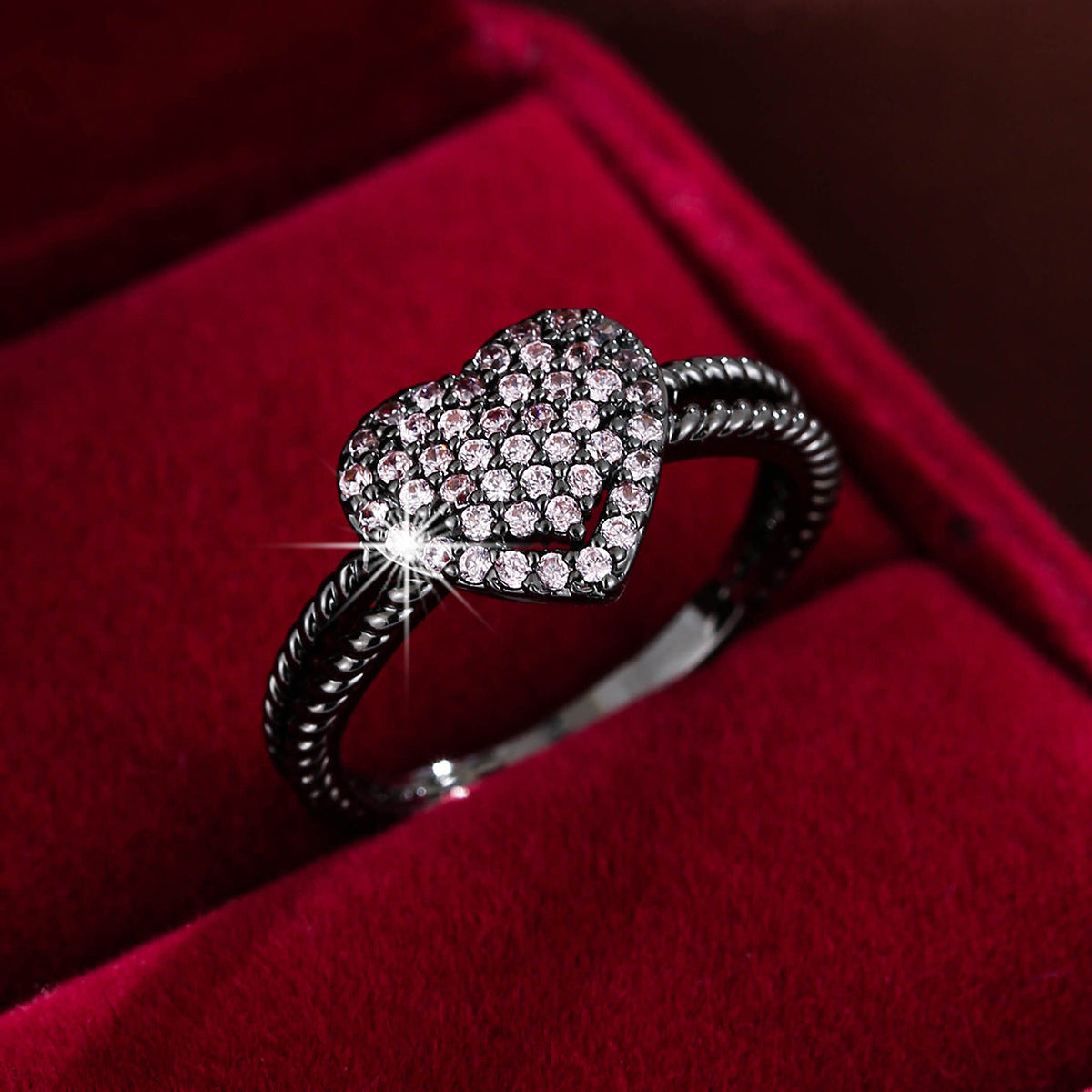 Heart-Shaped Zircon Ring | Gold, Silver & Gunmetal | 12 Colours | Sizes 6–9 - BsBuy