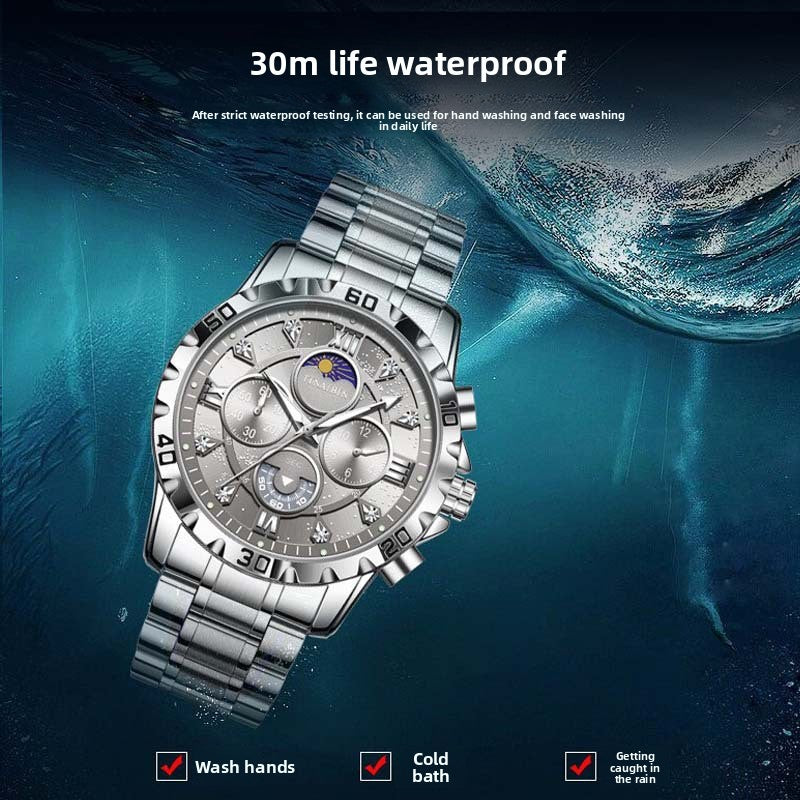 Swiss Brand Men's Automatic Quartz Watch Waterproof Luminous Calendar