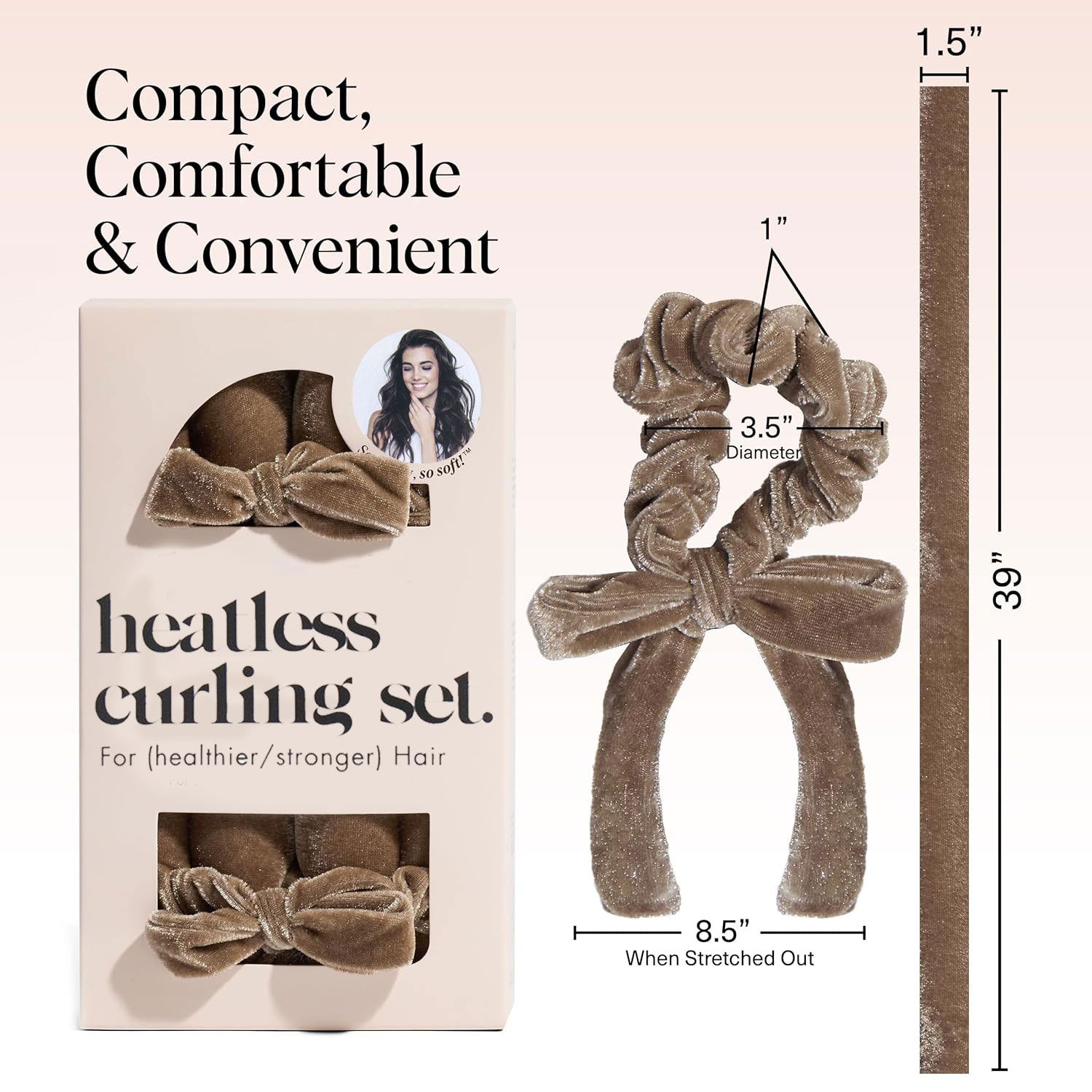 Velvet Heatless Curling Rod – Overnight Hair Curler with Bowknot - BsBuy