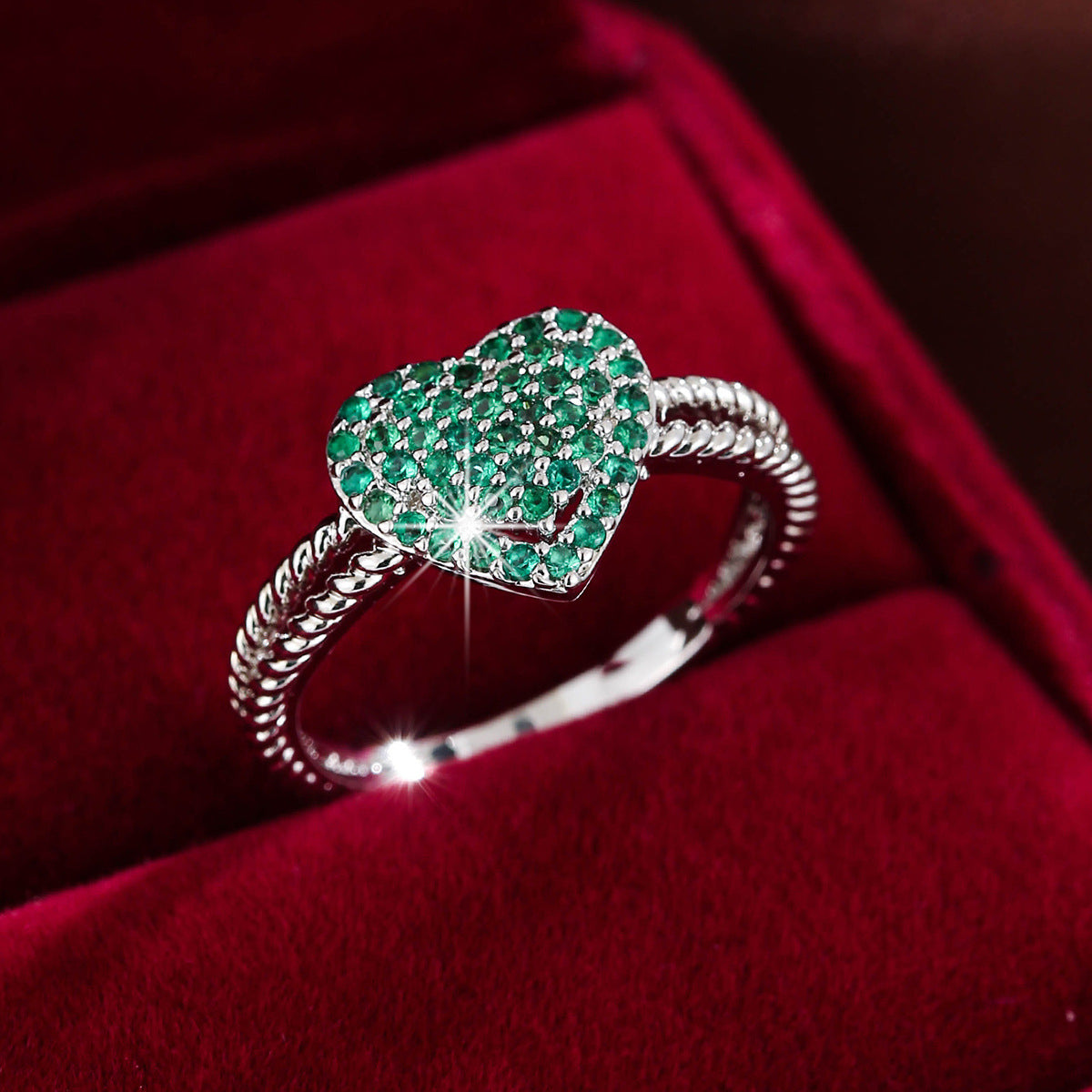 Heart-Shaped Zircon Ring | Gold, Silver & Gunmetal | 12 Colours | Sizes 6–9 - BsBuy