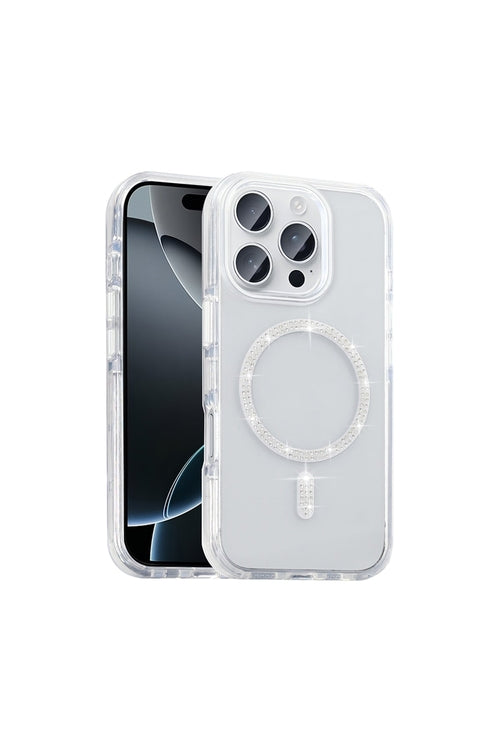 iPhone 15 Pro Case with Msafe Feature and Rhinestone Embellishment